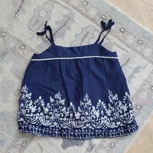 Janie and Jack Girls Border Print Tank Top Medieval Blue Sz6